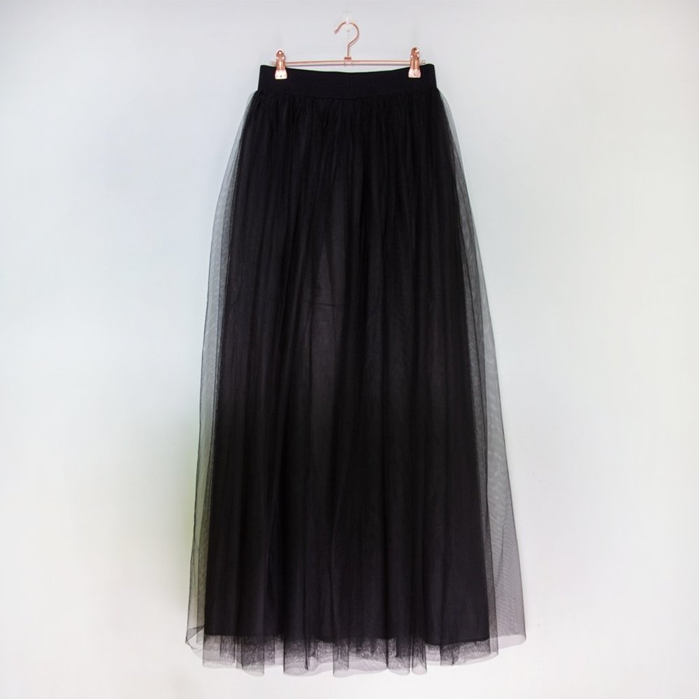 Nasty Gal Black Tulle Maxi Skirt